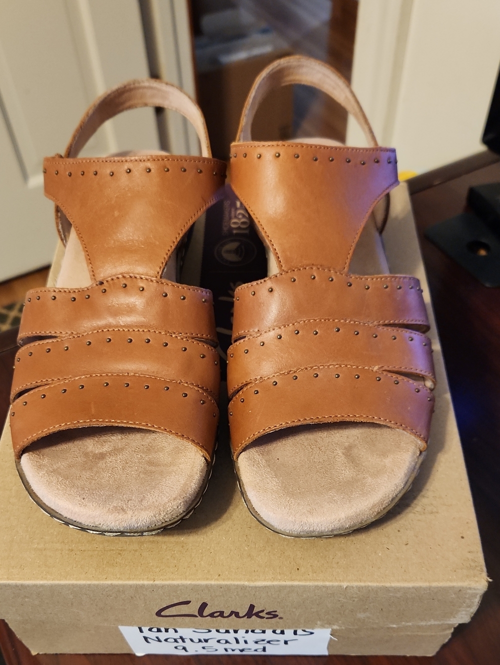Naturalizer SOUL Women's Tan Leather Slingback Adjustable Sandals